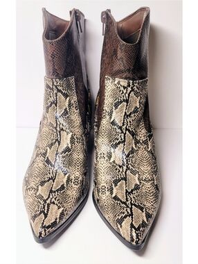 JustFab Womens Violet Brown Pointed Toe Side Zip Ankle Booties Size 8 Western